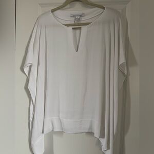 Diane Von Furstenberg White Keyhole Draped Tunic